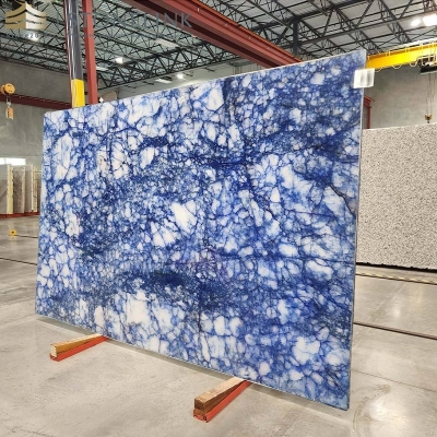 Cristallo blue quartzite slab