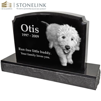 Black granite pet memorial headstone