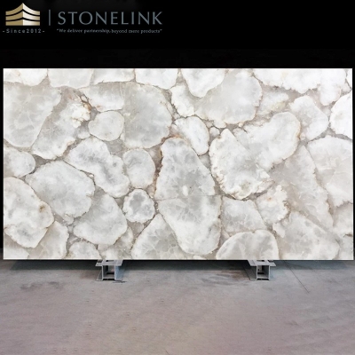 White crystal gemstone countertop