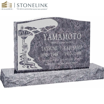 Colorful granite upright headstone