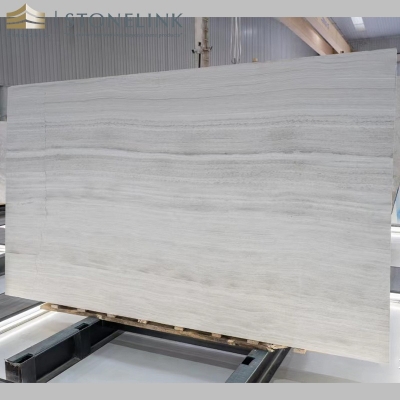 White Wood marble slab