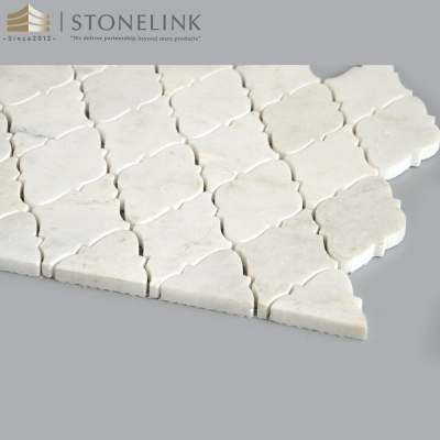 Bianco White scalloped diamond marble mosaic