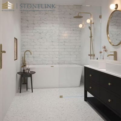 Carrara White squared honed marble mosaic