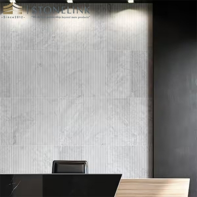 Carrara White honed fluted marble mosaic