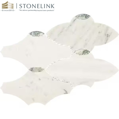 Carrara White court-style polished marble mosaic